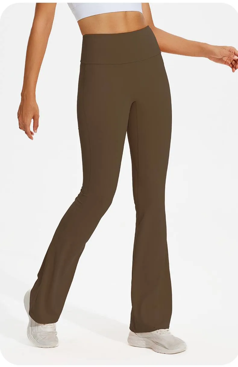 NOKO Sports 7A Antibacterial Wide-leg Tights Nude Hip-lifting Yoga Flared Pants Women's Dance High-waisted Flared Casual Sports Pants_voghion.com