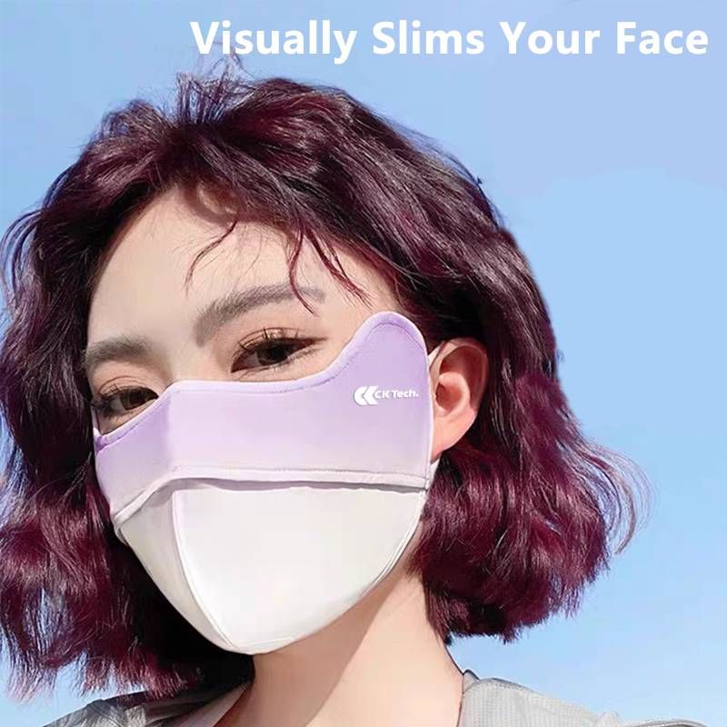 Ice Silk Sunscreen Women's Mask Summer Outdoor UV Protection Full Face Breathable Veil Cycling Sunshade Mask_voghion.com