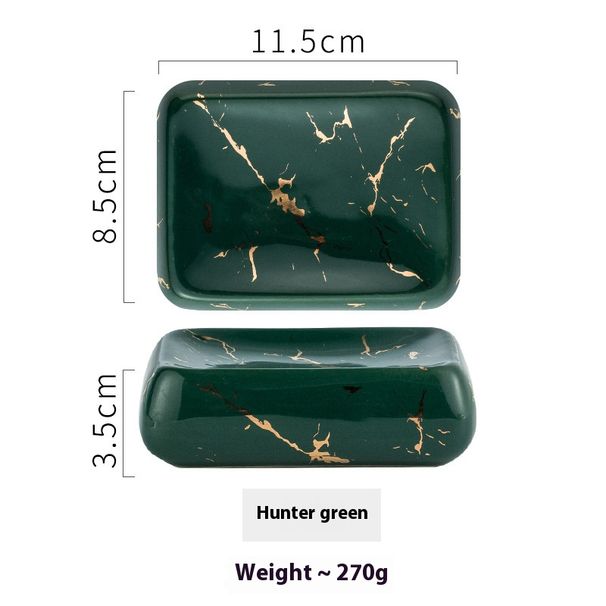 Premium Ceramic Soap Dish – Glossy Marble-Pattern Soap Tray For Hotels, Spas & Modern Bathrooms (Black/White/Emerald)_voghion.com