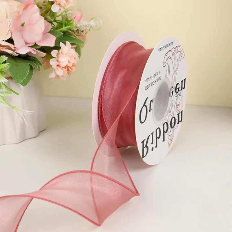 Panglici din organza de 4 cm * 10 yarzi pentru ambalare cadouri, decorare, buchete de nuntă, coroane, consumabile de cusut, material textil_voghion.com