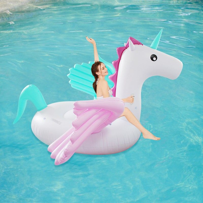Giant Inflatable Pegasus Float - Dual-Color Candy Unicorn Ride For Women & Adults (Extra Large Pool Lounger Heavy-Duty PVC 150cm Size)_voghion.com