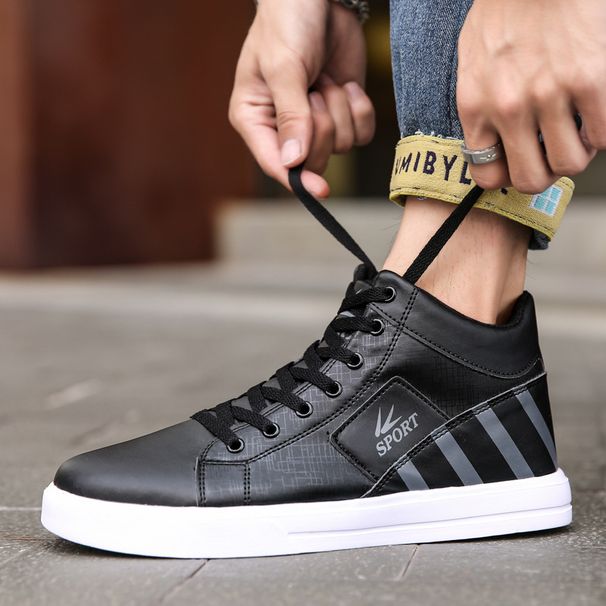Men's Casual High-Top Sneakers With Lace-Up Design, Breathable PU Upper & Durable Rubber Sole For Running, Walking & Daily Wear (Sizes 39-48)_voghion.com