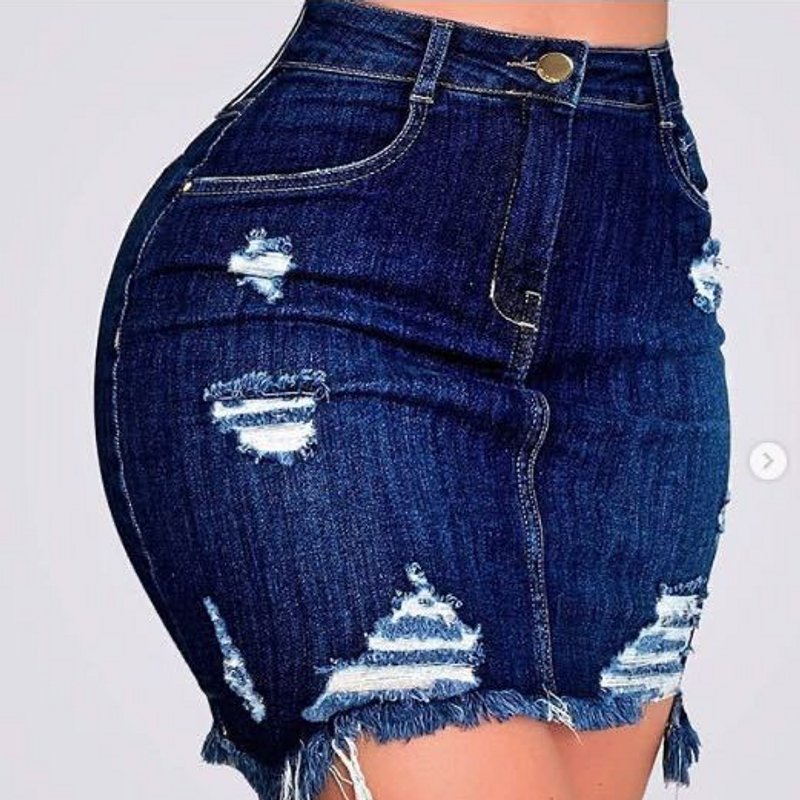 denim skirt sexy hip-covering skirt denim skirt_voghion.com