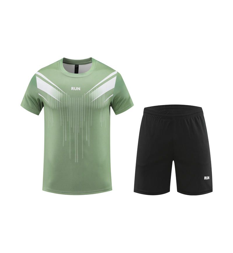 Sportswear set for men, made of polyester, ultra-thin summer clothing, high elasticity, casual, quick drying, men's two-piece set_voghion.com