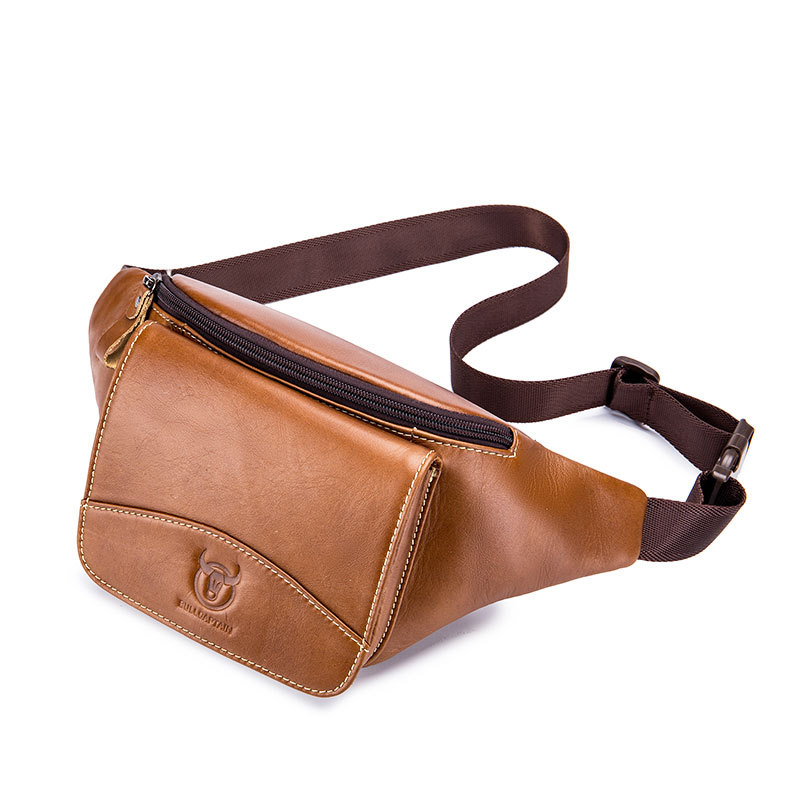 Sac banane en cuir véritable pour homme, première couche de cuir de vache, décontracté, rétro, grande capacité, multifonctionnel, portefeuille_voghion.com
