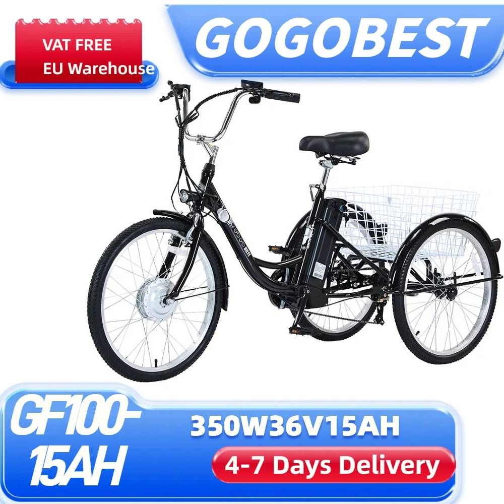 Gogobest GF100 24" Triciclo elettrico da carico 350W E-bike Batteria 36V 15Ah_voghion.com