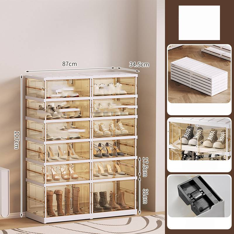 Wysokiej klasy szafka na buty, wielowarstwowa, przezroczysta, składana, jednoczęściowa, z możliwością bezpłatnej instalacji, domowa, zintegrowana szafka na buty_voghion.com