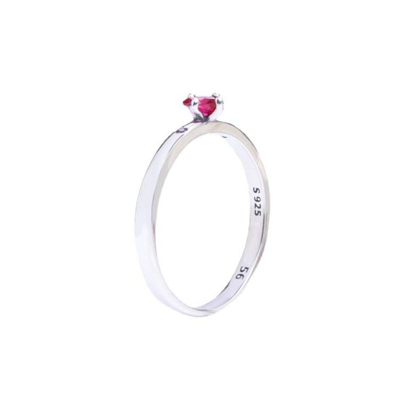 Women's Jewelry Light Luxury Silver Plated Ring Rose Red Heart Shaped Ring Classic Female Ring_voghion.com