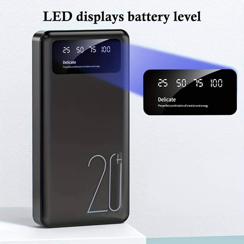 20000MAh Large Capacity Portable Power Bank, USB Charger, Compatible With Android/Apple Devices (2xUSB Output, Type-c，Micro）， Equipped With LED_voghion.com