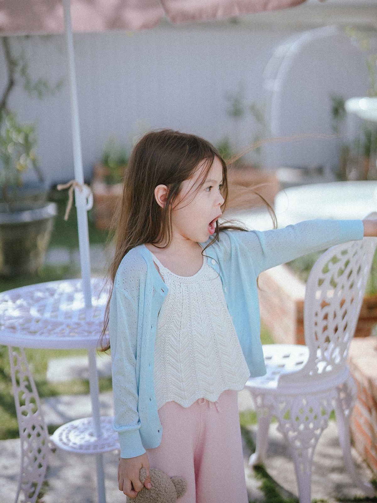 "Breathable Knit Cardigan For Girls – Lightweight Summer Cover-Up With Hollow Design & UV Protection"_voghion.com