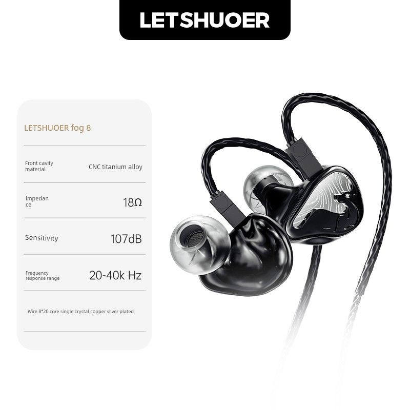 Letshuoer Ear Misty 8 Unit Pure Import Moving Iron Douszne przewodowe słuchawki Hi-Fi Wysokiej jakości zatyczki do uszu_voghion.com