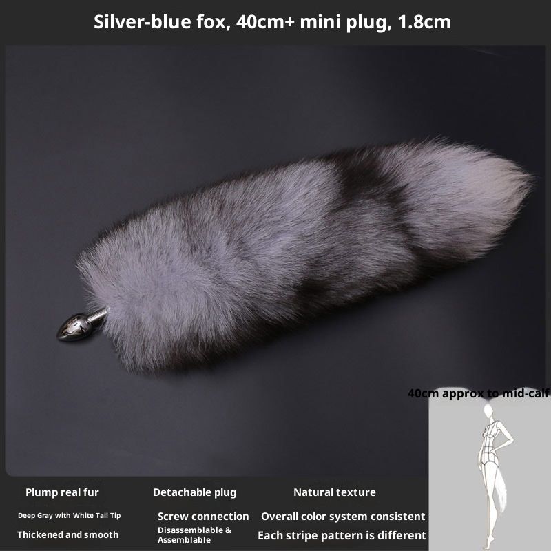 LuvBox Coda di Volpe Vera Pelliccia Paffuta Ispessita Indossabile Staccabile Metallo Estensibile Vibrante Elettrico Anale Plug_voghion.com
