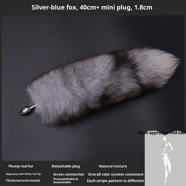 LuvBox Coda di Volpe Vera Pelliccia Paffuta Ispessita Indossabile Staccabile Metallo Estensibile Vibrante Elettrico Anale Plug_voghion.com