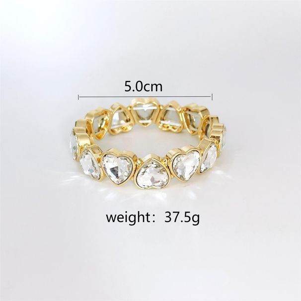 Nuovo braccialetto alla moda con grande cuore in strass in oro e argento per donna, unico nel suo genere_voghion.com