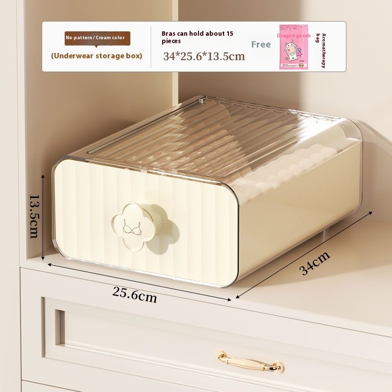 Gaveta de armazenamento de roupa íntima estilo creme, tipo gaveta, grande capacidade, compartimentada, calcinhas, meias, sutiã, organizador de dormitório para casa_voghion.com