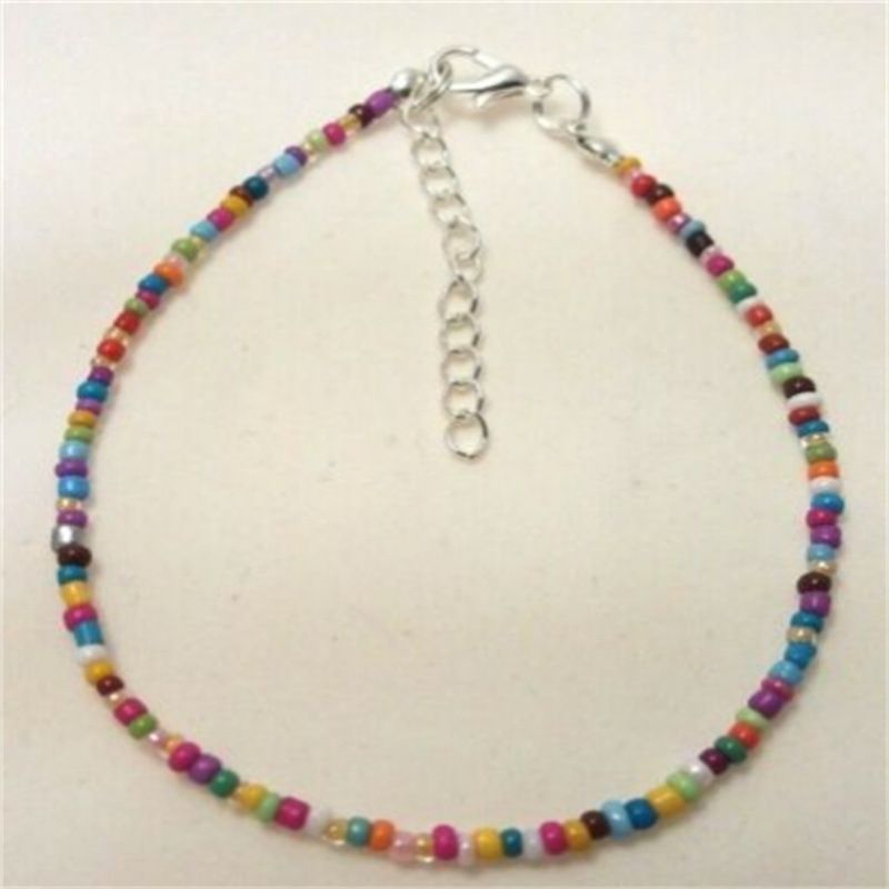 Gioielli sexy per i piedi da spiaggia da donna con ciondolo a forma di palla di argilla con bulbo oculare colorato e fiore di prugna_voghion.com