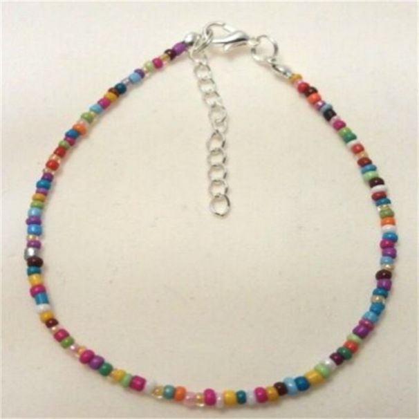 Gioielli sexy per i piedi da spiaggia da donna con ciondolo a forma di palla di argilla con bulbo oculare colorato e fiore di prugna_voghion.com