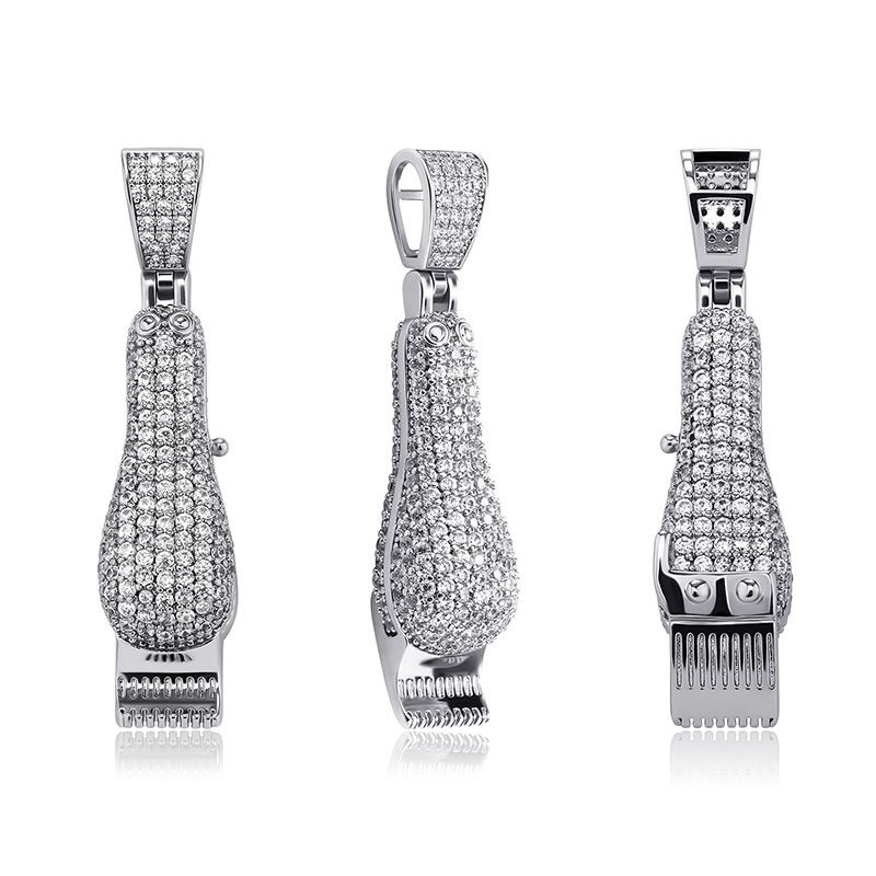 Electric Pusher Razor Hip Hop Anhänger voller Zirkon Herren Halskette Modeschmuck_voghion.com