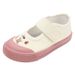 Girls' Casual Canvas Sneakers – Lightweight Low-Top Slip-On With Hook & Loop Strap (Beige, Cartoon Print, Soft Rubber Sole)_voghion.com