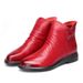Martin Short Women Top Layer High Heel Cowhide Comfortable Soft Sole Flat Boots Red Genuine Leather Single Casual Shoes_voghion.com