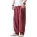 Pantalon ample en lin pour homme, coupe droite, décontracté, style chinois, printemps été, en lin, grande taille, coton et lin_voghion.com