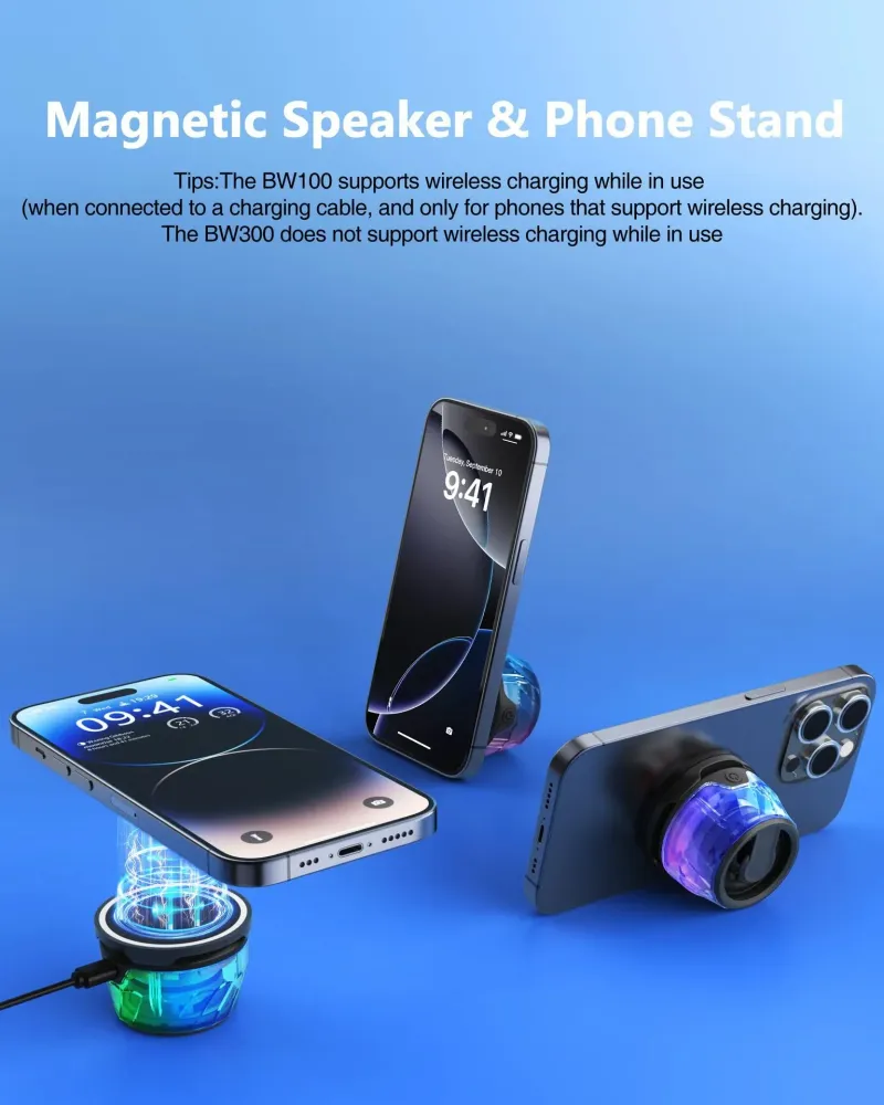 Magnetic Portable Bluetooth Speaker Mini Stereo Sound Box RGB Lighting Phone Holder Wireless Small Subwoofer Desktop_voghion.com
