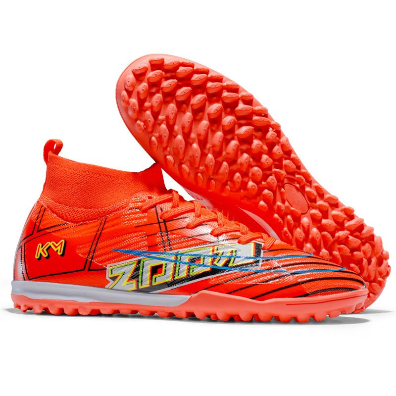 Seamless fly knit football shoes High top spikes youth training sneakers for men_voghion.com