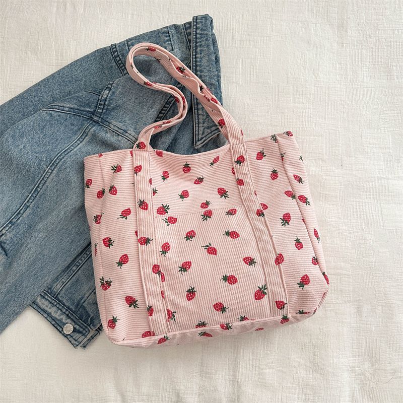 Beautiful, simple, casual, personalized, fashionable, one shoulder tote shopping bag tote bag, spring new student cloth bag_voghion.com