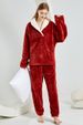 Set pigiama da donna invernale natalizio in velluto di cotone spesso e confortevole_voghion.com