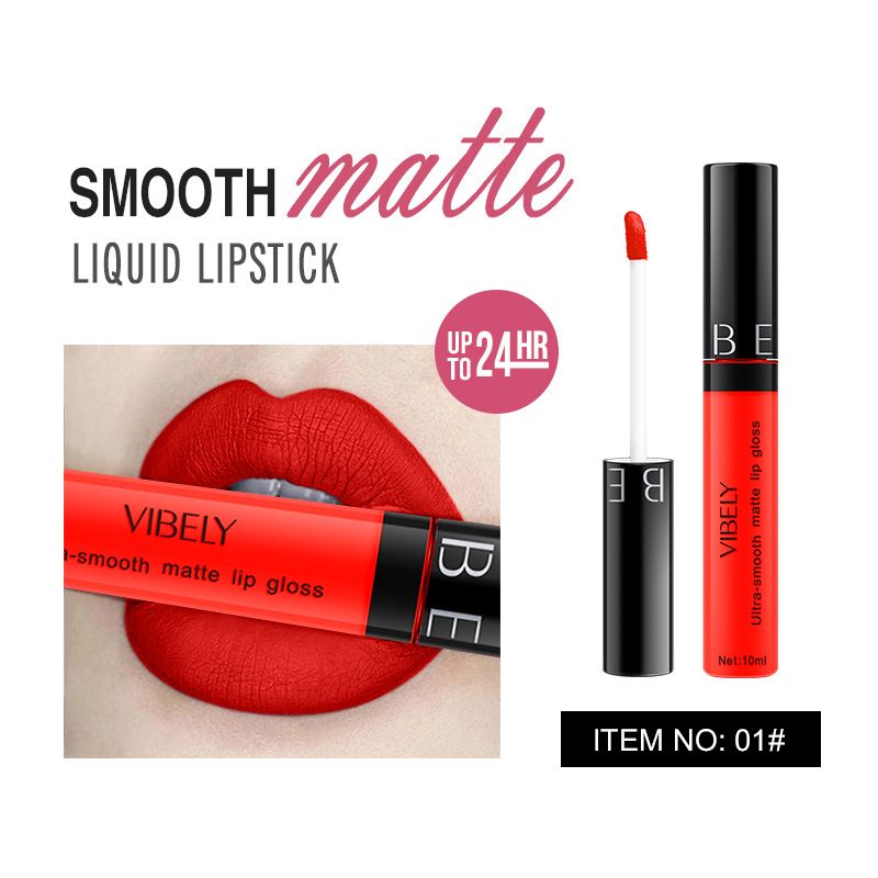 29 Farben Rundrohr Wasserdichter rutschfester flüssiger Lipgloss Samt Matt_voghion.com