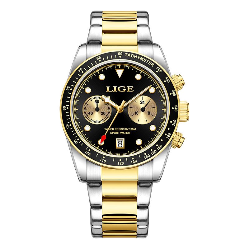 Orologio al quarzo da uomo alla moda con design ultrasottile, resistente all'acqua, lancette luminose e datario: perfetto per l'abbigliamento casual e sportivo._voghion.com