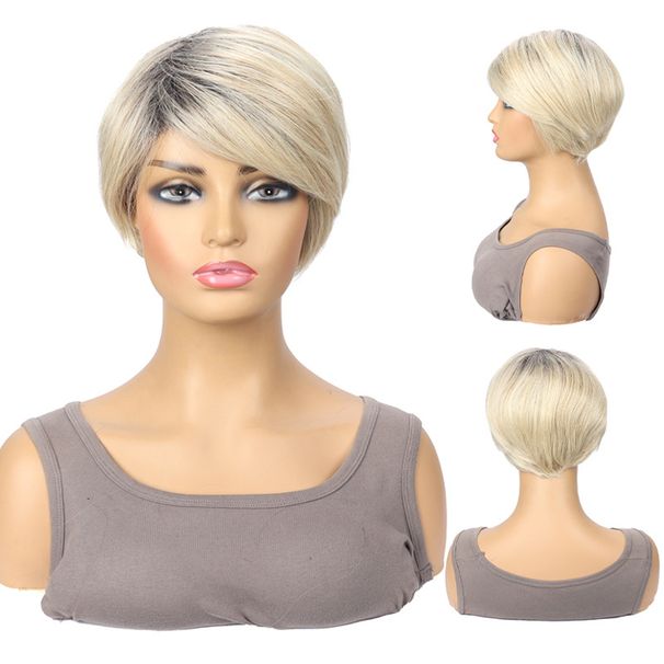 Kerrysis Women's Light Brown Synthetic Short Wig With Side Part - Heat Resistant Fiber, Natural Look For Daily & Party Wear (OB#, Gray)_voghion.com