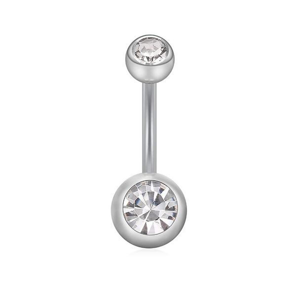 Gioielli per piercing all'ombelico con doppio diamante, placcatura sotto vuoto in acciaio inossidabile di base per e-commerce transfrontaliero_voghion.com