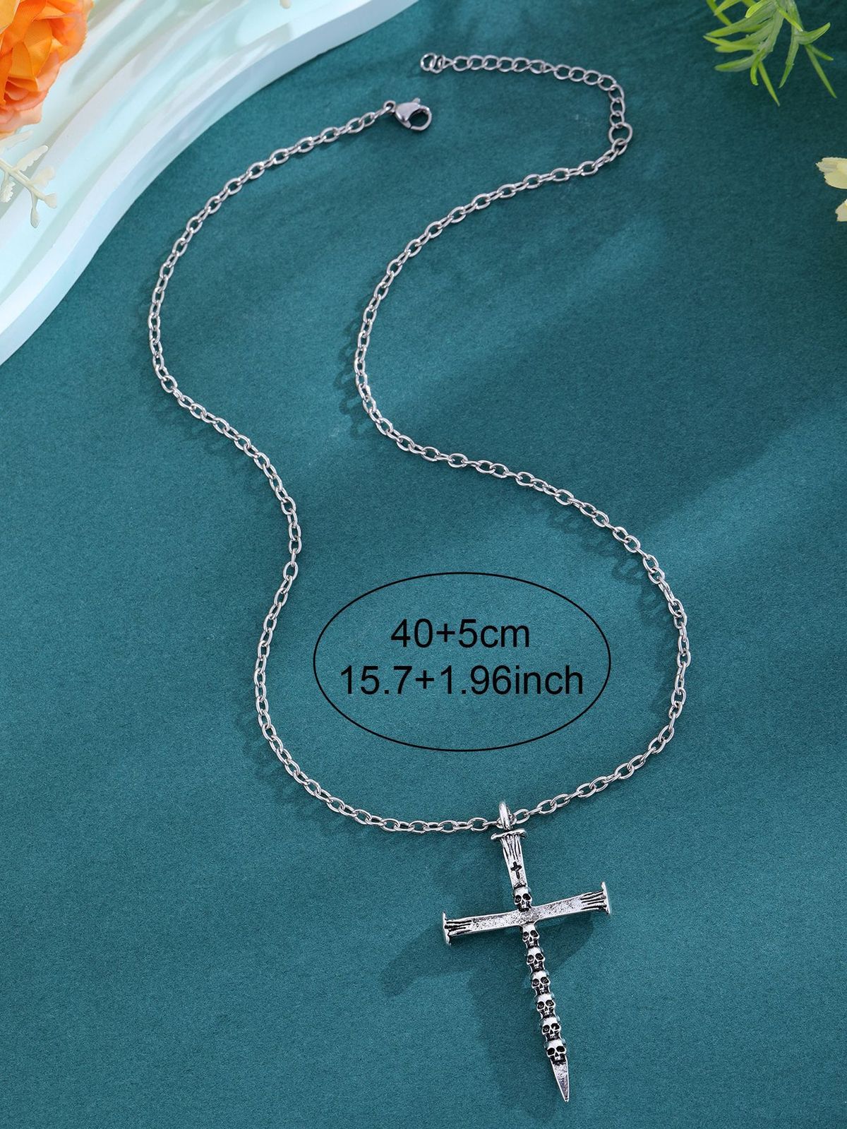 Totenkopf-Kreuz-Legierung Pullover Kette Sieben Todsünden Mode Nagel Anhänger Halskette_voghion.com