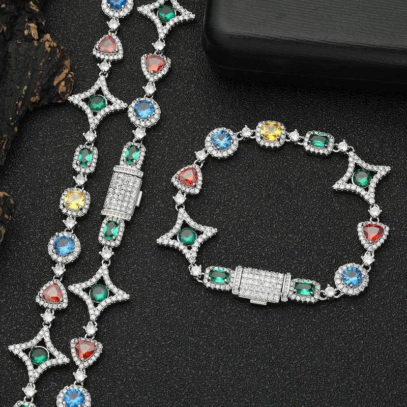 Set di gioielli da uomo, moda hip hop, collane con pietre preziose colorate, accessori di alta qualità, braccialetti da uomo in zircone_voghion.com