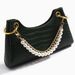Fashionable And Trendy Aluminum Handbag With Beaded Shoulder Chain, Simple Pearl Alloy Buckle Bag Chain_voghion.com