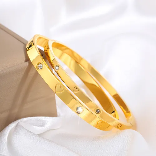 Casual hartvormige effen titanium stalen armband in bulk_voghion.com