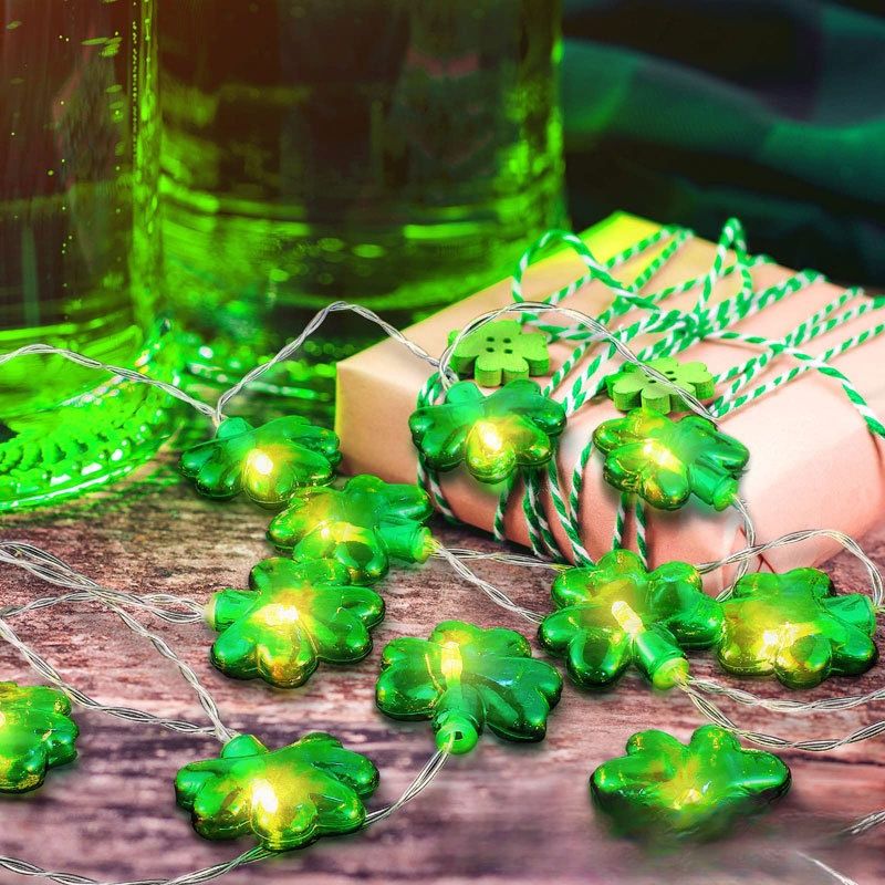 Irish Carnival Lichterkette Drei-Vierblättriges Kleeblatt Lichterkette St. Patrick's Day Party Dekoration Led Lichterkette_voghion.com