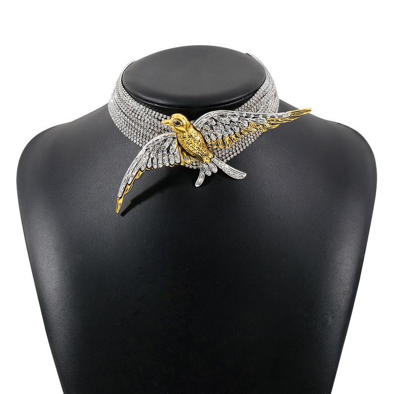 Collana con ciondolo a forma di rondine, stile europeo e americano, esagerata alla moda, multistrato, con diamanti, stile retrò, per ragazza sexy._voghion.com