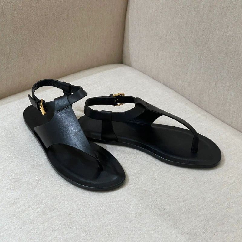 Women's Shoes Niche Clip On Buckle Strap Roman Sandals For Women, Retro Beveled Flat Sandals For Women_voghion.com