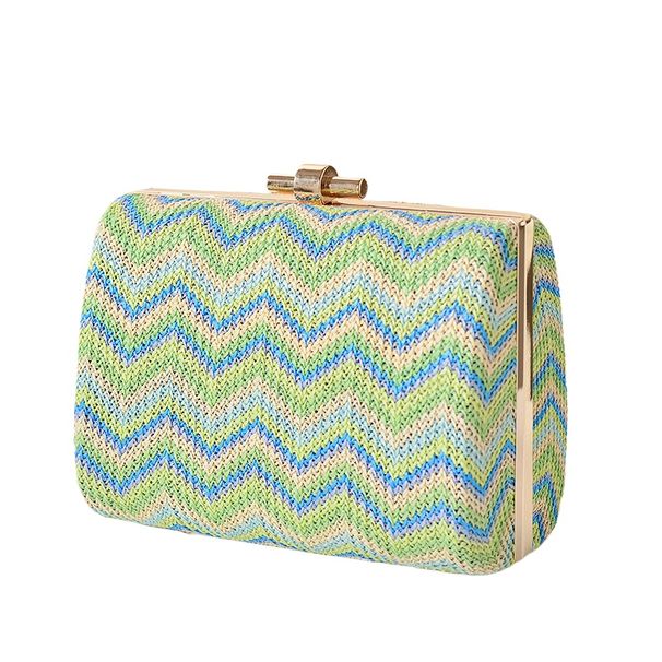 Summer small fresh straw woven material women's European and American style single shoulder strap chain dinner bag_voghion.com