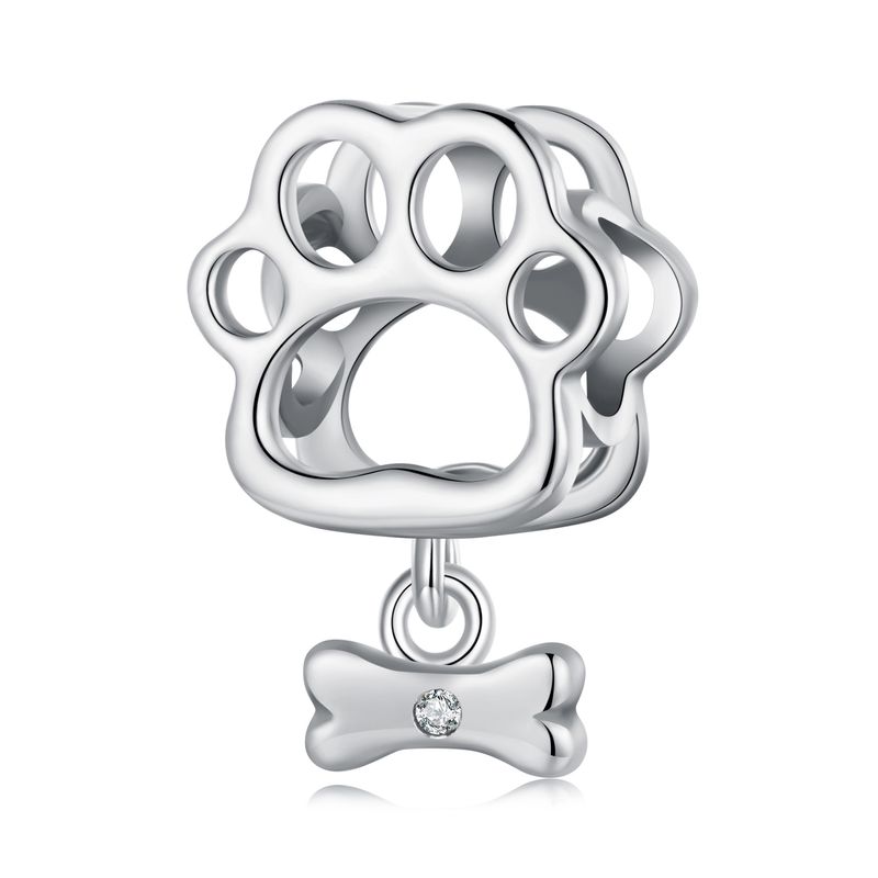 Hollowed Dog Paw Charm  Sterling Silver Charm,SCC2955_voghion.com