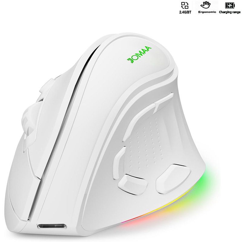 2.4G Dual Modes Ergonomic Vertical 4000 DPI 9 Buttons RGB Backlit Rechargeable Wireless Silent Mouse For Desktop_voghion.com