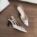 Sheepskin Style Pointed High-heeled Shoes For Women Slim Heels, Spring New Design With Bow, Shallow Mouth, Straight_voghion.com