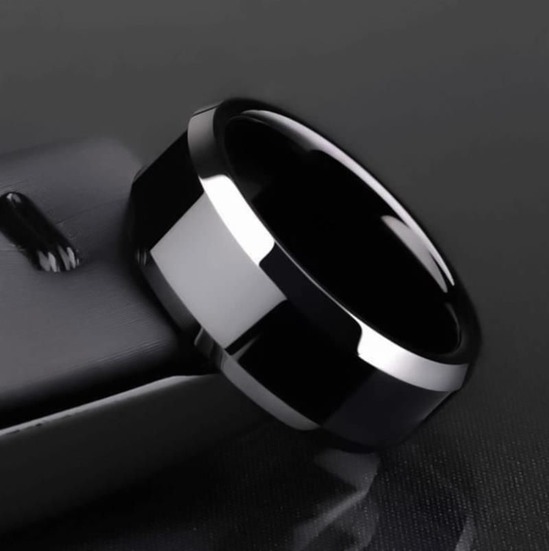 Modischer Charm-Ring für Männer und Frauen, Edelstahl, schwarze Ringe, Hochzeits- und Verlobungsring, hochwertiger matter Männerschmuck_voghion.com