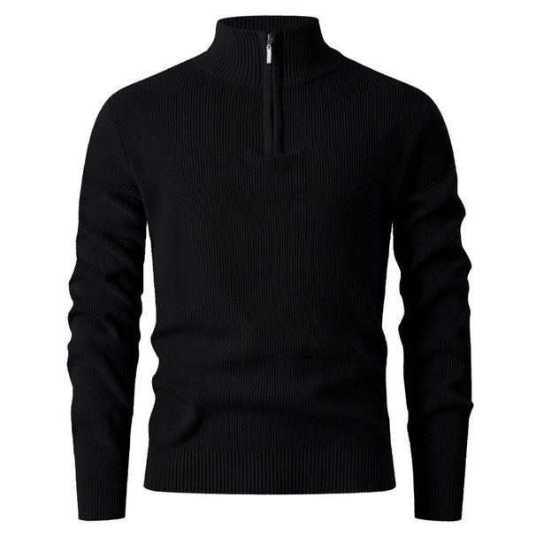 Męski sweter dzianinowy z zamkiem błyskawicznym do połowy – modny zimowy sweter ze ściągaczem u dołu i oddychającą tkaniną (M-3XL)_voghion.com