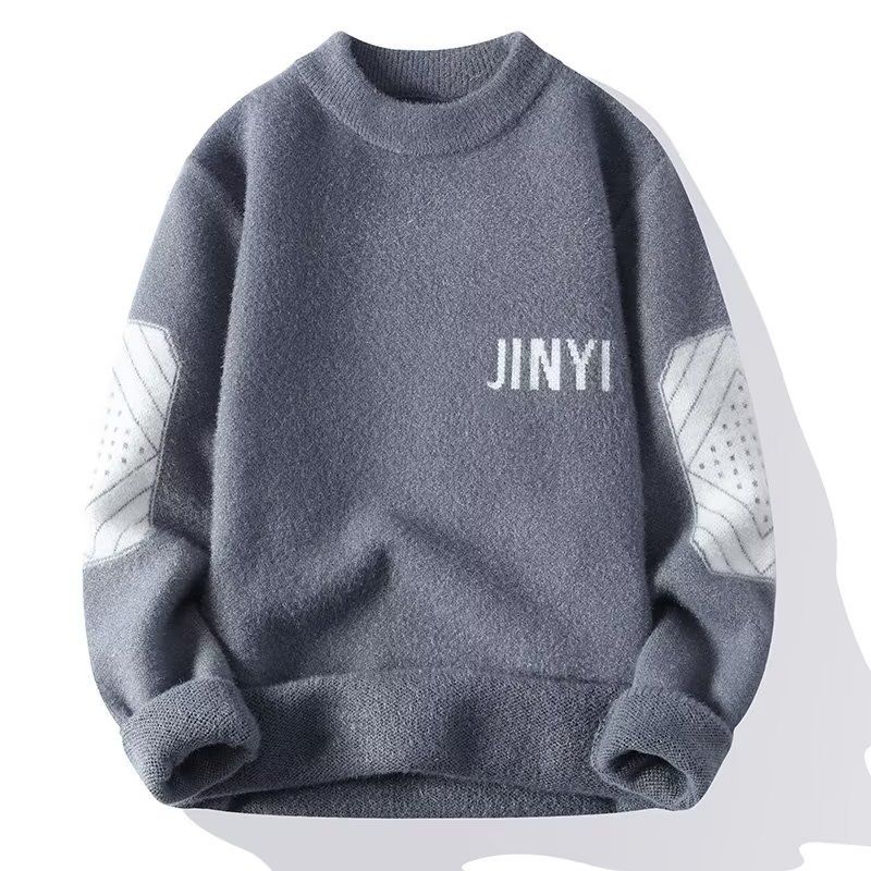 Men's Clothing Winter sweater, half turtleneck solid color knitted sweater, spring and autumn sweater, handsome twisted velvet and thick bottom_voghion.com