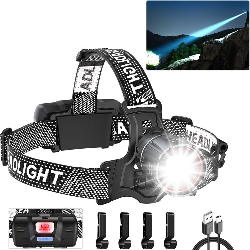 ATDOALL Super Bright LED 4-Pack, High Lumen Rechargeable Headlamp With Motion Sensor, 5 Modes, IPX5 Waterproof, 90_voghion.com