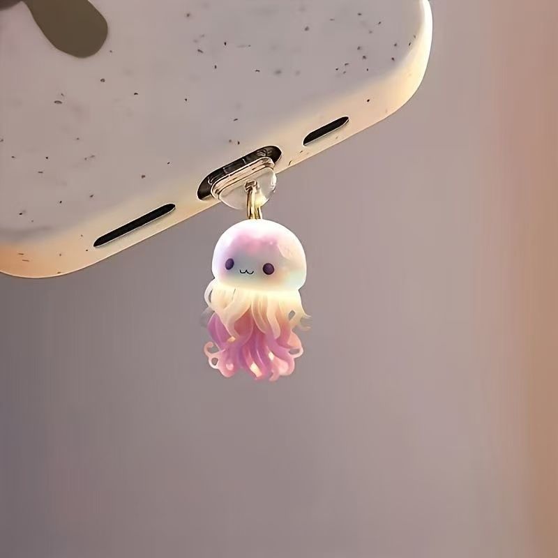 Cute Jellyfish Theme Acrylic Dust Plug Dustproof Suitable For A Pple Phone Charging And Type-C Port_voghion.com