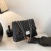 Borsa a tracolla con catena ricamata, grande capacità, stile tendenza, con catena di diamanti testurizzata, per pendolari, per donne_voghion.com